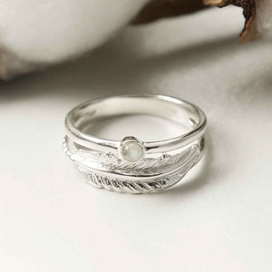 Sterling Silver Gemstone Feather Ring image 6