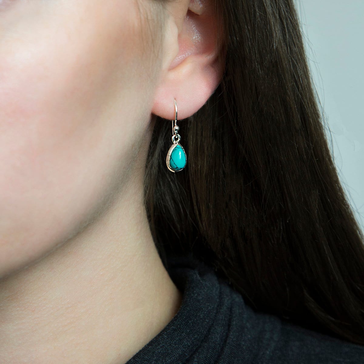 Sterling Silver Dangly Turquoise Teardrop Earrings