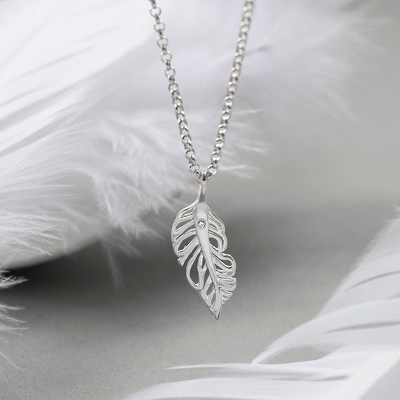 Diamond feather necklace deals