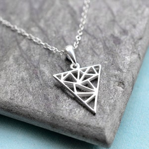 Sterling Silver Geometric Triangle Necklace