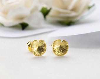 Gold Plated Sterling Silver Lily Pad Studs