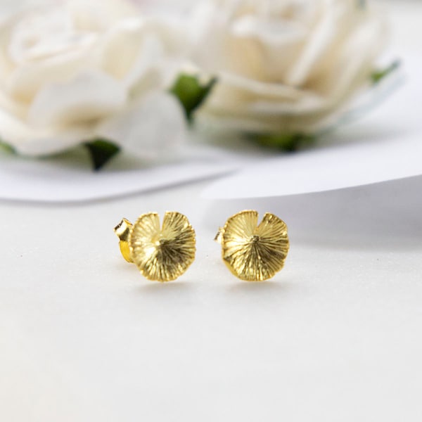 Gold Plated Sterling Silver Lily Pad Studs