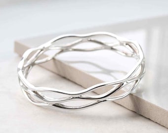 Sterling Silver Lattice Bangle