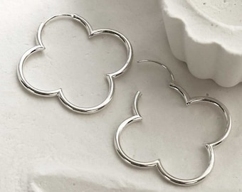 Sterling Silver Flower Hoops