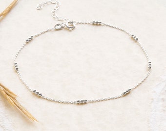 Sterling Silver Triple Ball Anklet