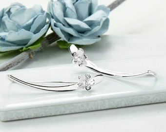 Sterling Silver Flower Ear Climbers