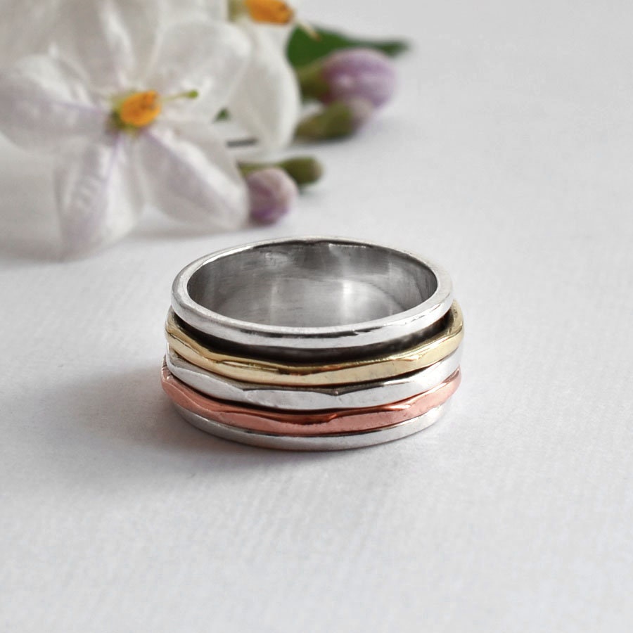 Triple band silver ring deals