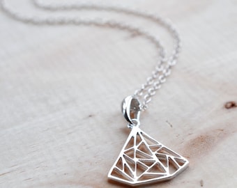 Sterling Silver Art Deco Triangle Necklace