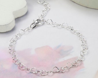 Sterling Silver Hearts Bracelet