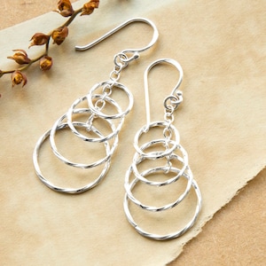 Sterling Silver Dangly Four Twisted Hoop Earrings