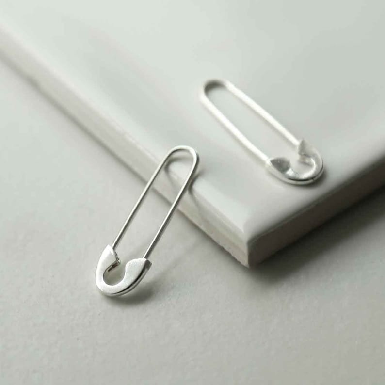 Sterling Silver Safety Pin Earrings image 1