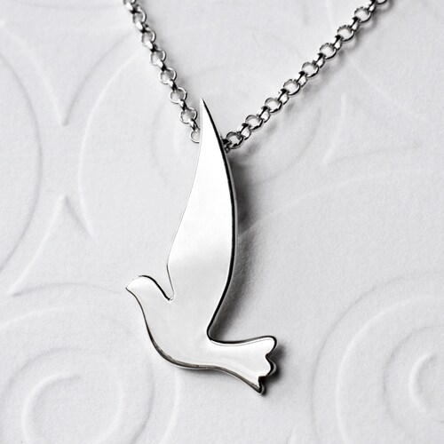 Sterling Silver Dove Necklace - Etsy 