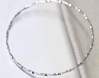 Sterling Silver Fine Twisted Bangle