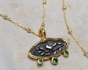 Gold Plated Sterling Silver Hieroglyphics Necklace