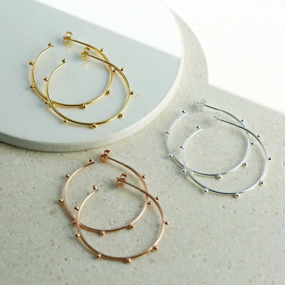 Orecchini a cerchio rotondi scintillanti in argento sterling 925