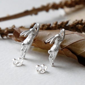 Sterling Silver Leaping Hare Stud Earrings