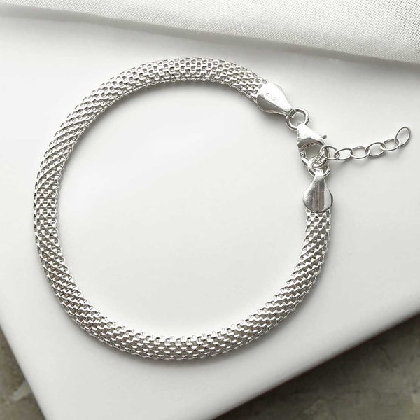 Bracelet en maille tissée en argent sterling