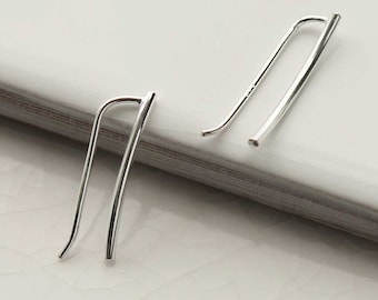 Sterling Silver Tiny Curve Threader Earrings