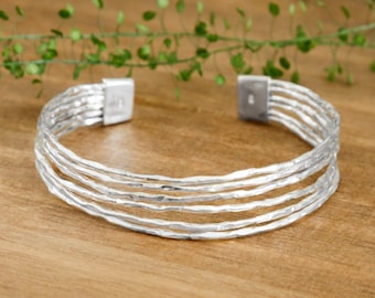 Bracelete de prata esterlina orgânica