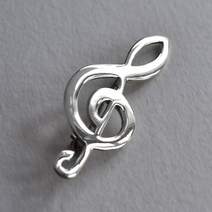 Sterling Silber Violinschlüssel Brosche