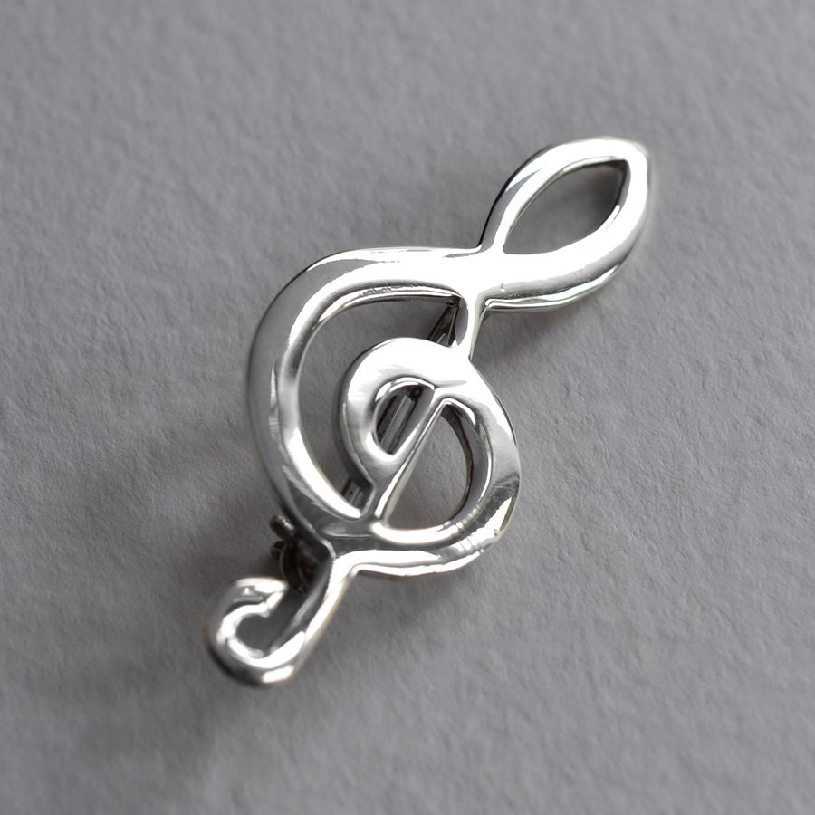 Sterling Silver Treble Clef Brooch
