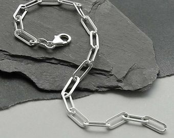 Sterling Silver Flat Paperclip Bracelet