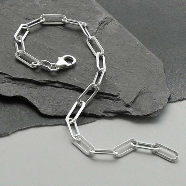 Sterling Silver Flat Paperclip Bracelet