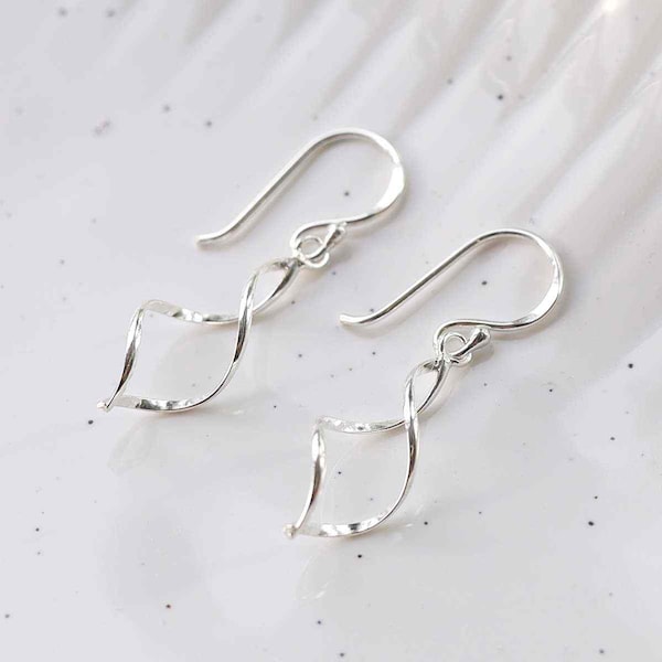 Sterling Silver Dangly Simple Twist Earrings