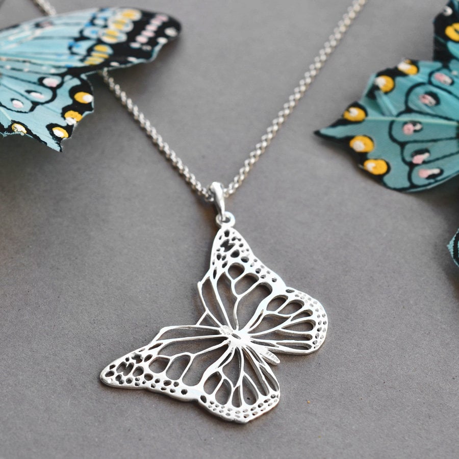 ネックレス・ペンダント JLORIA BUTTERFLY PENDANT SILVER 925 Sterling Silver Butterfly Necklace, Sterling Silver