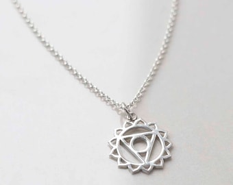 Sterling Silver Large Throat Chakra Pendant Necklace