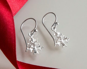 Sterling Silver Christmas Tree Dangly Earrings