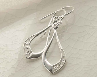 Sterling Silber Swirl Teardrop baumelnde Ohrringe