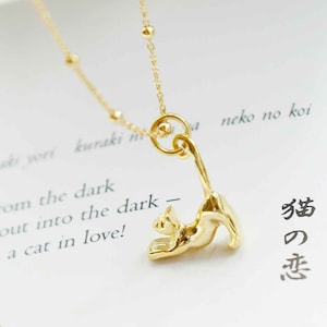 Gold Plated Sterling Silver Cat Necklace