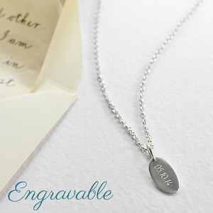 Sterling Silver Oval Tag Necklace