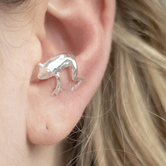 Orecchini A Forma Di Rana Punk In Lega Argento – Originali, Ipoallergenici, Due Modi Di Indossare, Per Ragazze
