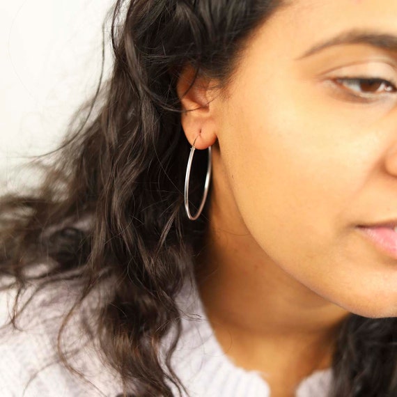 Sterling silver 40mm clearance hoop earrings