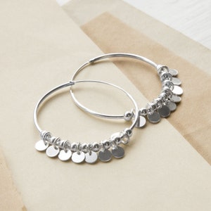 Sterling Silver Sequin Hoop Earrings image 1