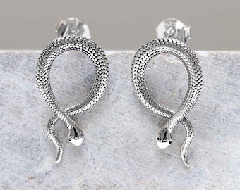 Sterling Silver Snake Stud Earrings