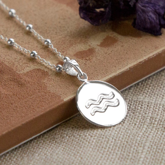 925 Sterling Silver Zodiac Sign Necklace Pendant Aquarius | eBay