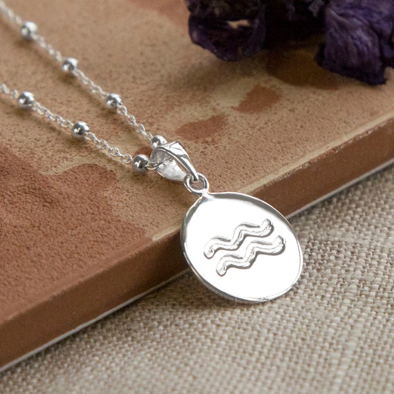 Sterling Silver Aquarius Star Sign Necklace Etsy Australia