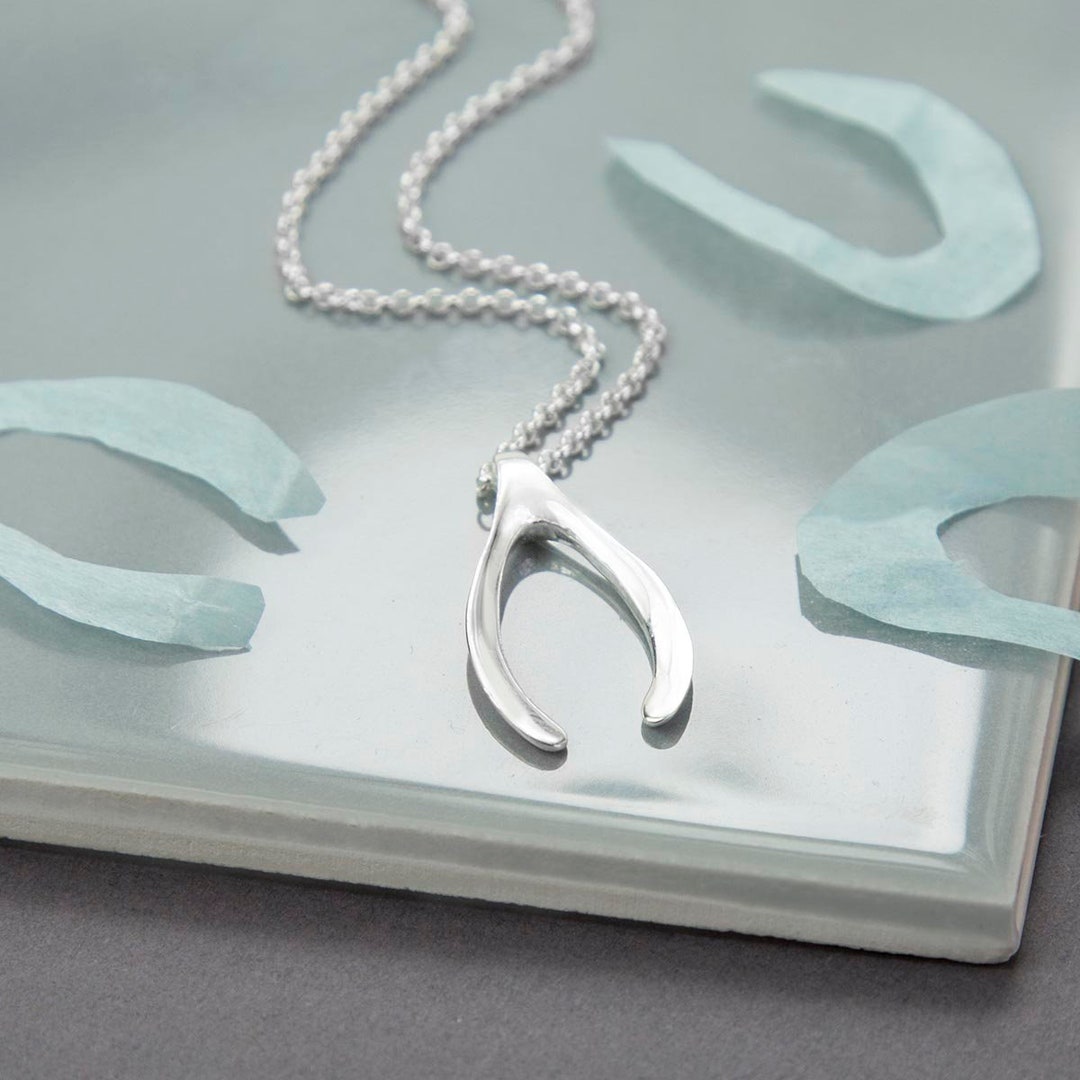 Sterling Silver Wishbone Necklace - Etsy