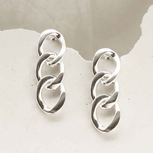 Sterling Silver Curb Chain Earrings