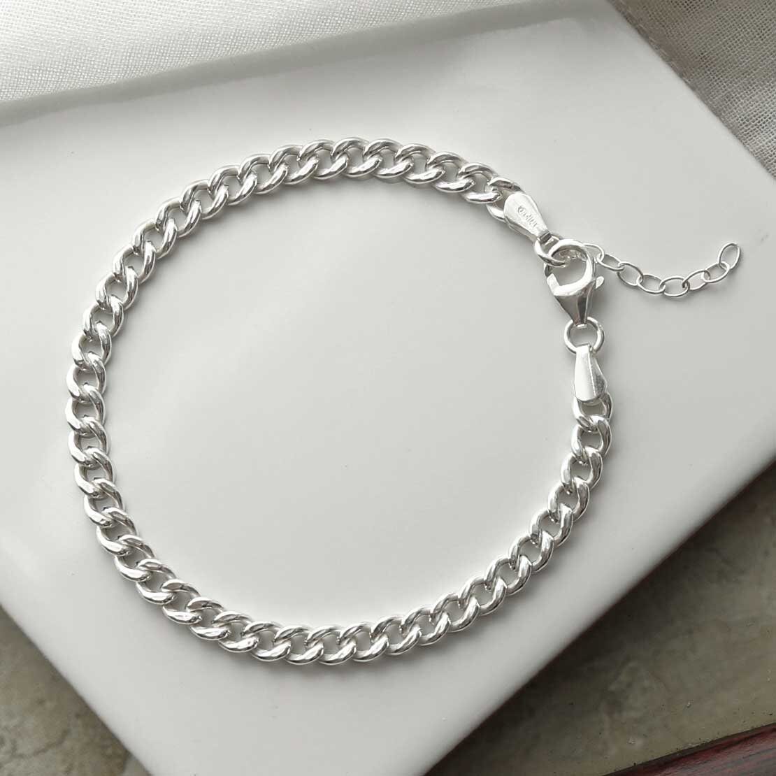 Sterling Silver Chunky Curb Bracelet - Etsy