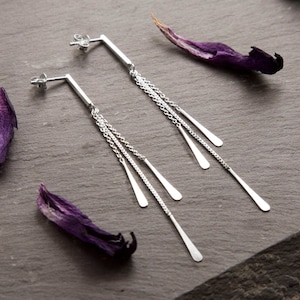 Sterling Silver Cascading Petals Stud Earrings