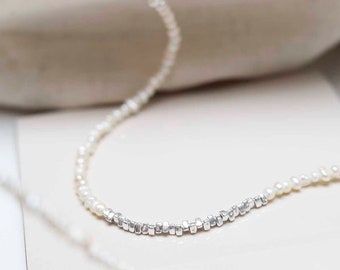 Sterling zilveren strand parelketting