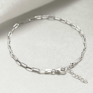 Sterling Silver Fine Paperclip Bracelet image 1