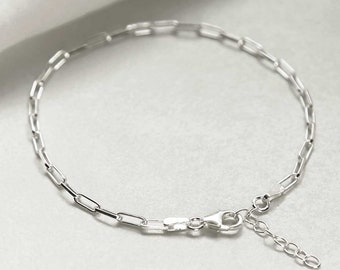 Bracelet fin en argent sterling avec trombone