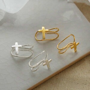 Sterling Silver Or Gold Plated Cross Ear Cuffs