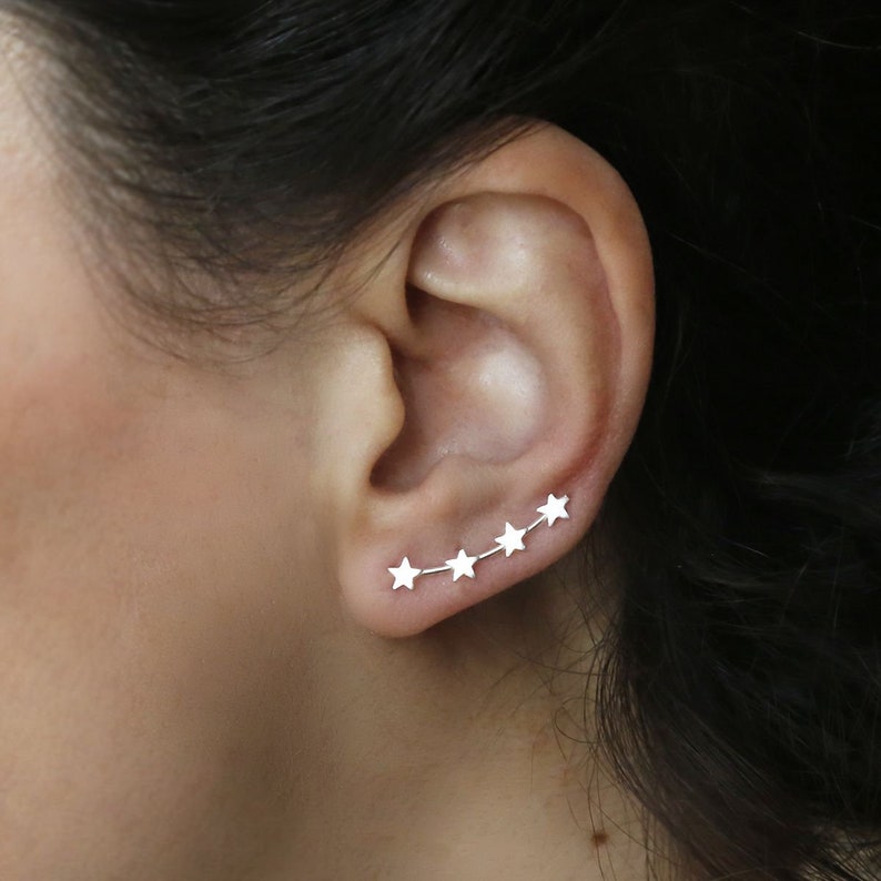 Sterling Silver Star Ear Climbers image 6