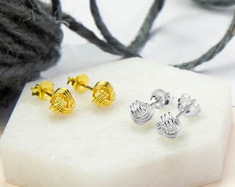 Sterling Silver or Gold Plated Small Knot Stud Earrings